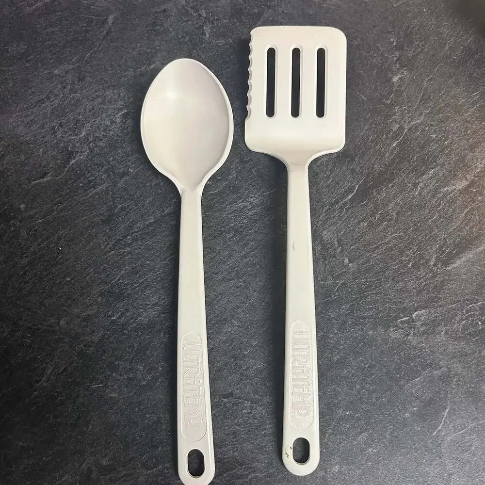 Lot of 2 Vintage White Ultratemp Utensils Spoon & Cake Server MCM Kitchen